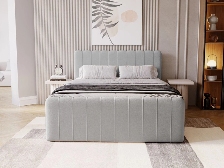 Łóżko kontynentalne z pojemnikiem na pościel 140x200 Osteno Szare