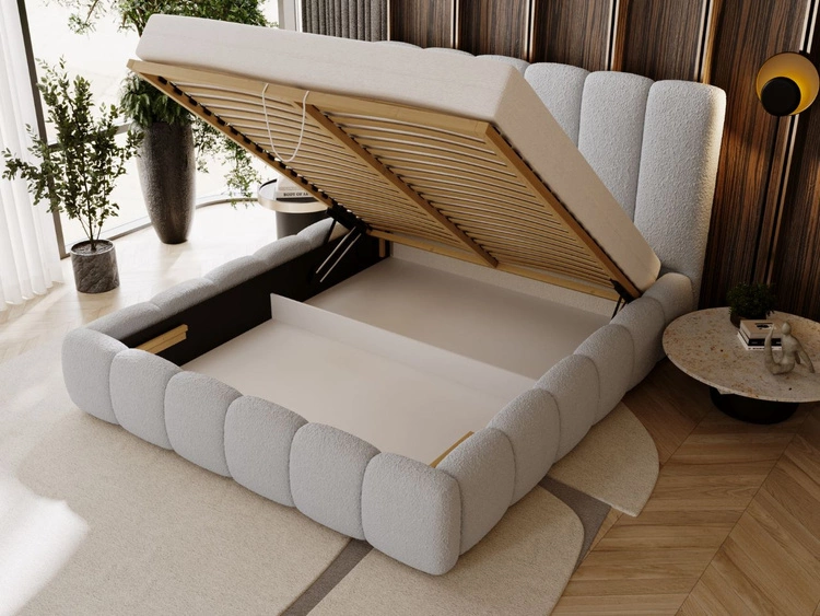 Łóżko tapicerowane z pojemnikiem i stelażem 120x200 Imperial Jasnoszare