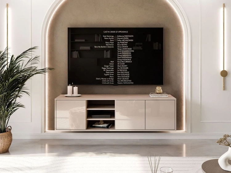 Szafka RTV wisząca pod telewizor z drzwiczkami Vivance kaszmir połysk