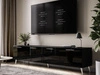 Szafka RTV pod telewizor z drzwiczkami i oświetleniem LED na srebrnych nóżkach 200 cm Noaé Czarny Połysk