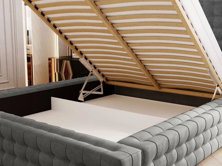 Łóżko tapicerowane z pojemnikiem i stelażem 120x200 Barbados Szare