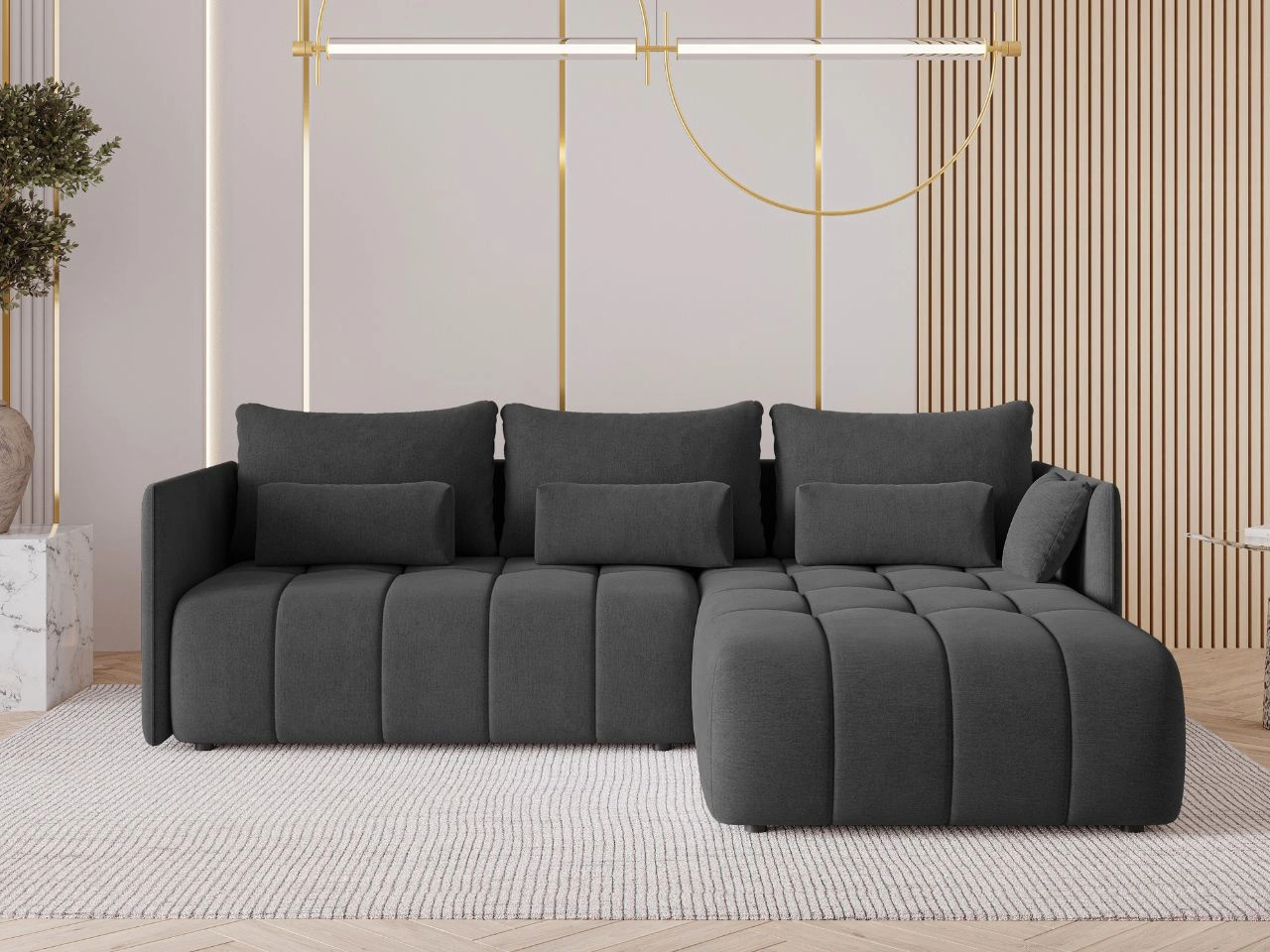 Narożnik L uniwersalny z funkcją spania i pojemnikiem Ardi Antracytowy