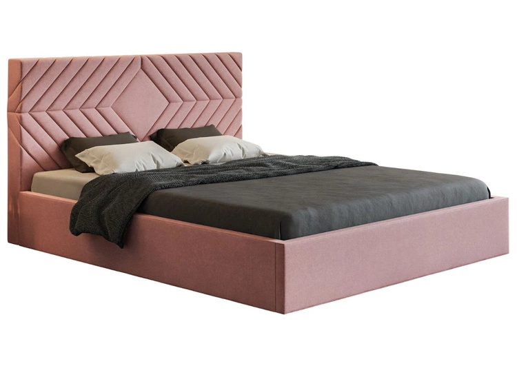 Łóżko tapicerowane z pojemnikiem i stelażem 180x200 Loris Różowe