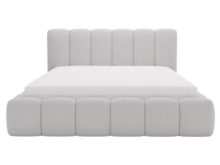 Łóżko tapicerowane bez pojemnika ze stelażem 120x200 Cloud w tkaninie bouclé Jasnoszare