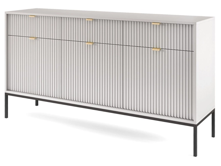 Komoda z drzwiami i szufladami Amber szara na czarnych nogach