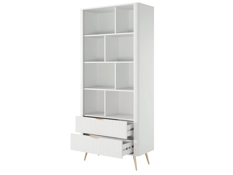 Regał z szufladami i złotymi nogami Latina Biały
