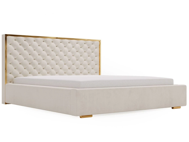 Łóżko tapicerowane z pojemnikiem i stelażem 140x200 Bonito Beżowy