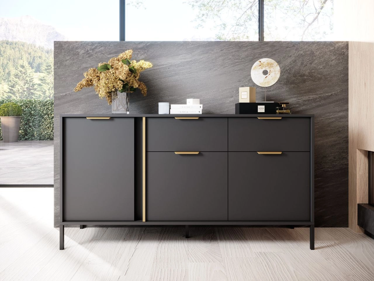 Komoda z drzwiami i szufladami Drino Antracyt