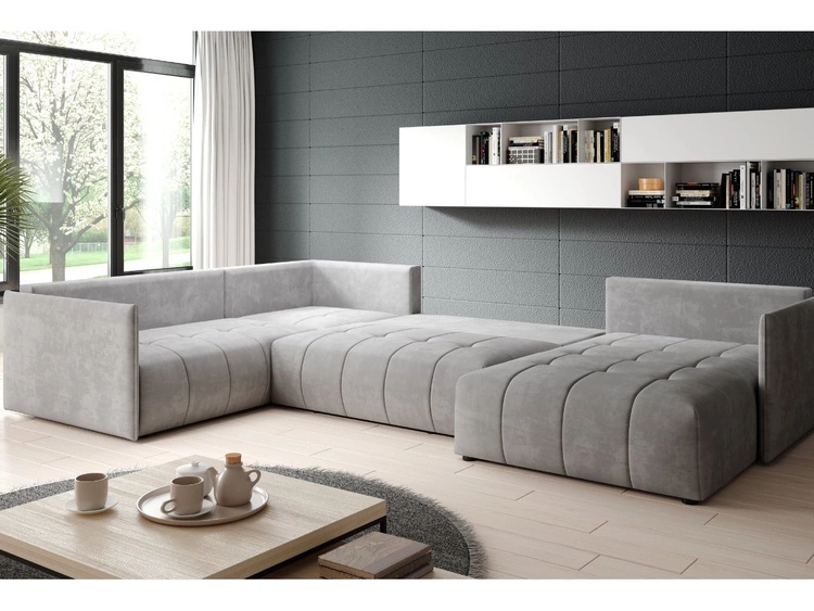 Narożnik U uniwersalny z funkcją spania i pojemnikiem Ardi Bis Szary