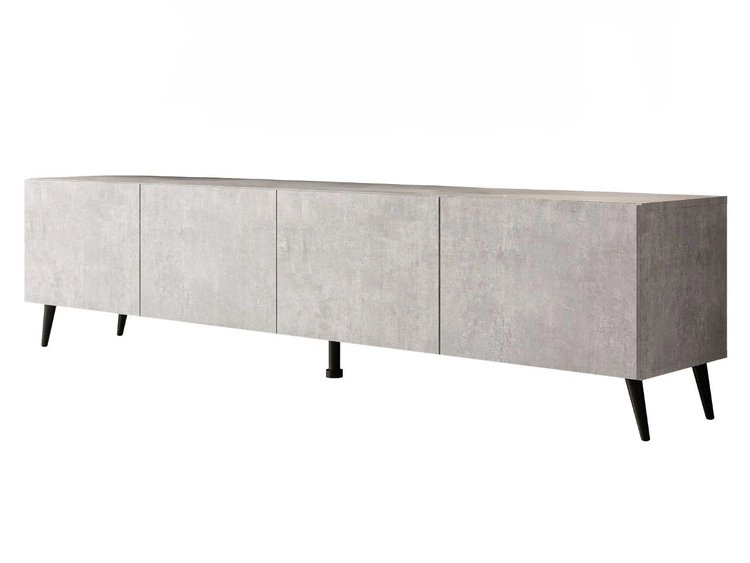 Szafka RTV pod telewizor z drzwiczkami na czarnych nóżkach 200 cm Nodoo Beton