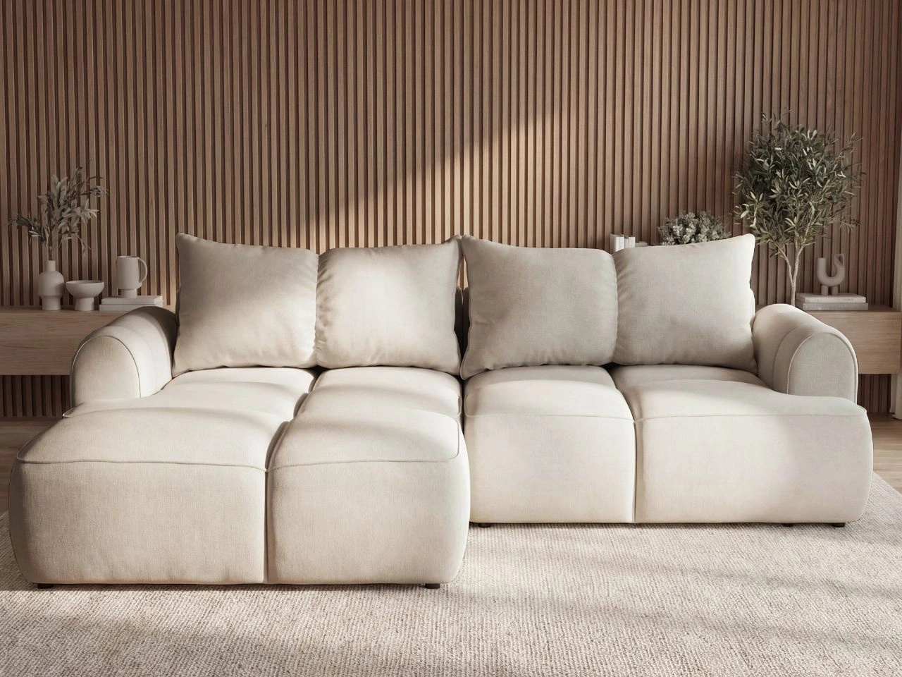 Narożnik L Lewy z funkcją spania i pojemnikiem Boono Beżowy