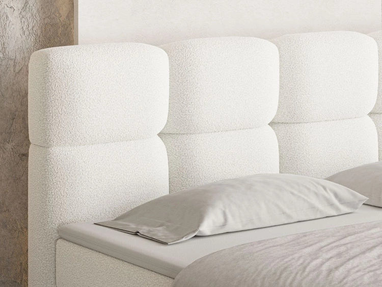 Łóżko kontynentalne z pojemnikiem na pościel 160x200 Rivon Kremowe