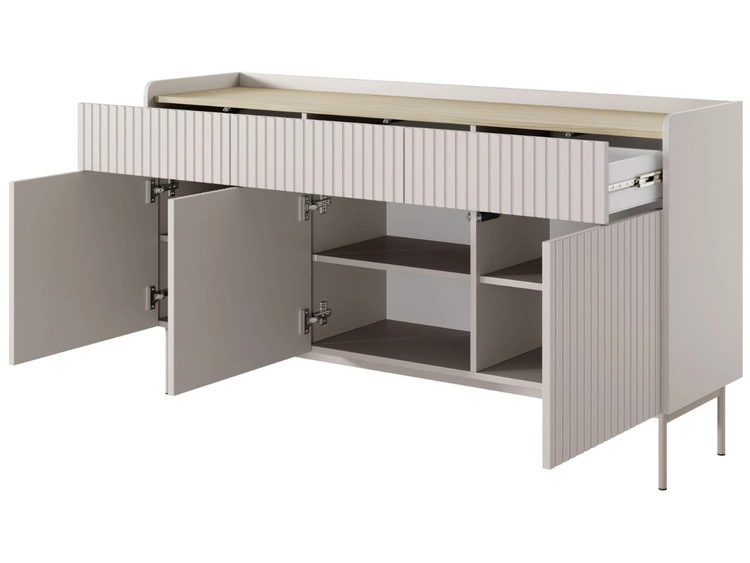 Komoda z drzwiami i szufladami Abios Beżowy, Dąb Scandi