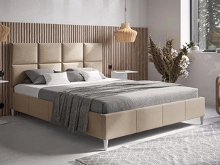 Łóżko tapicerowane ze stelażem 140x200 Luxe Beżowy