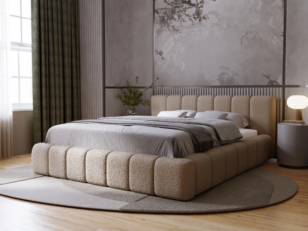 Łóżko tapicerowane z pojemnikiem i stelażem 120x200 Orio Brązowy