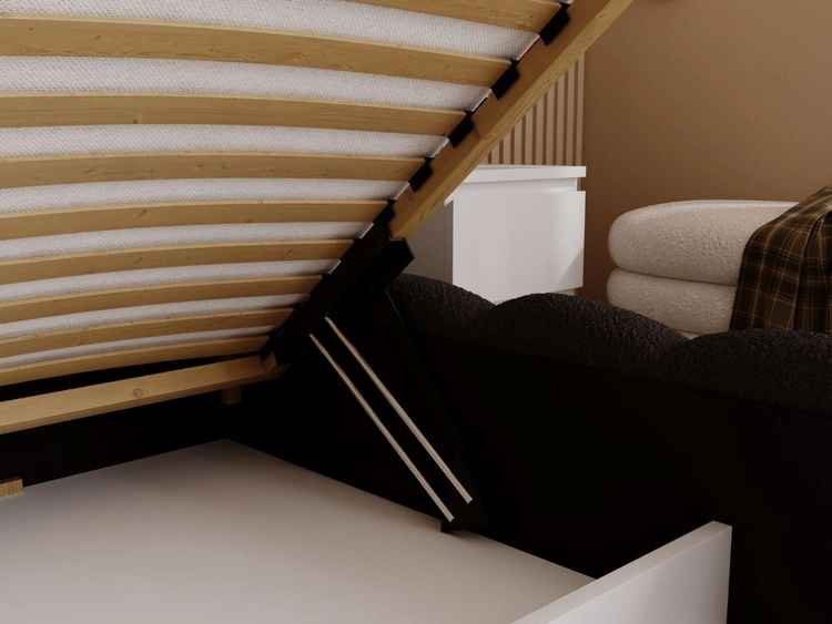 Łóżko tapicerowane z pojemnikiem i stelażem 140x200 Smile Czarne