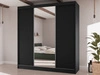 Szafa przesuwna z ryflowanym frontem i lustrem 200 cm Rivas Czarna