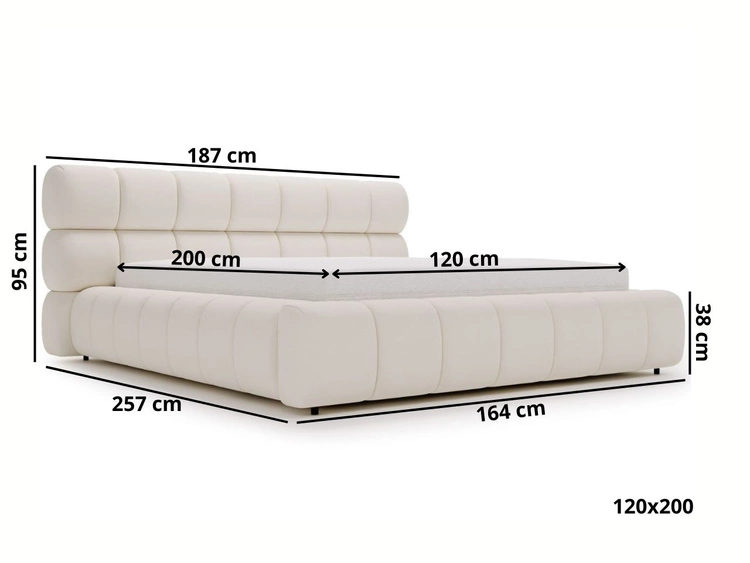 Łóżko tapicerowane z pojemnikiem i stelażem 120x200 Mellow Brązowy