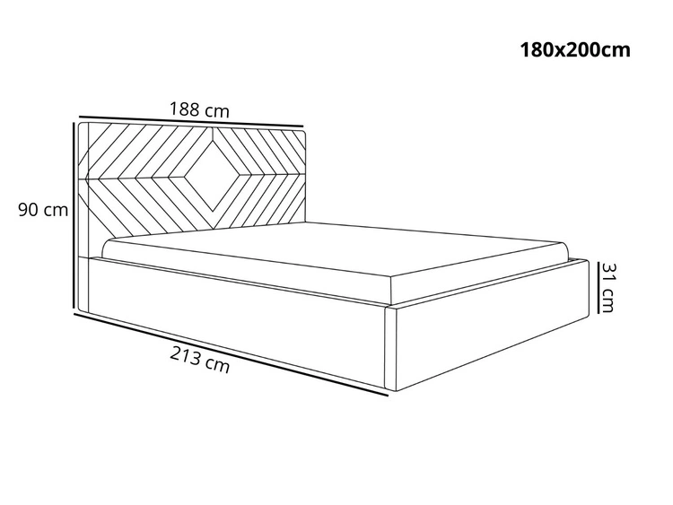 Łóżko tapicerowane z pojemnikiem i stelażem 180x200 Loris Szare