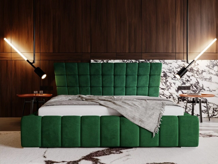 Łóżko tapicerowane z pojemnikiem i stelażem 120x200 cm Paris Zielone