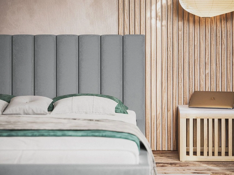 Łóżko tapicerowane z pojemnikiem i stelażem 140x200 Sesto szare