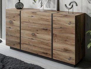 Dwudrzwiowa komoda 158 cm z trzema szufladami Lunelie dąb Flagstaff