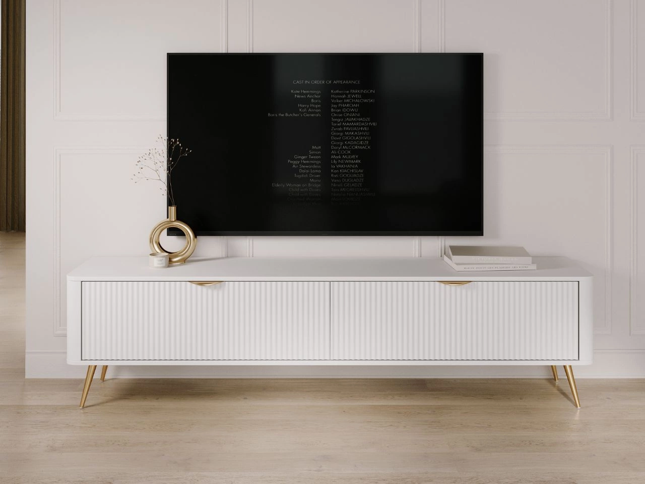 Szafka pod telewizor z drzwiczkami 200 cm Latina Biała