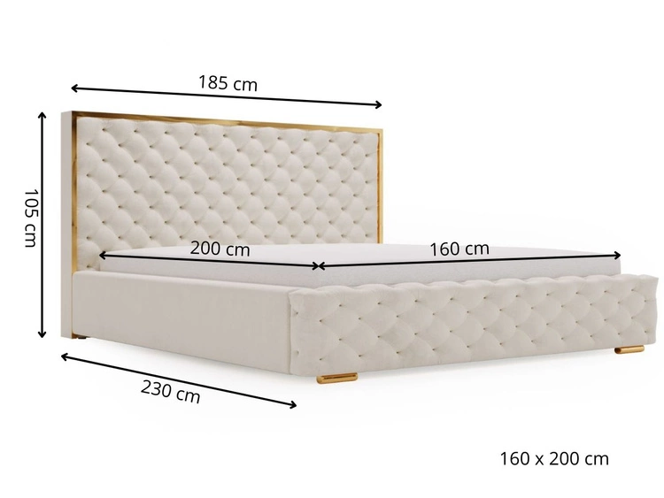 Łóżko tapicerowane z pojemnikiem i stelażem 160x200 Wave Beżowy