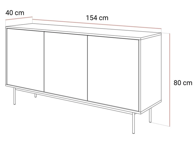 Trzydrzwiowa komoda 154 cm na kaszmirowych nogach Vivance kaszmir połysk