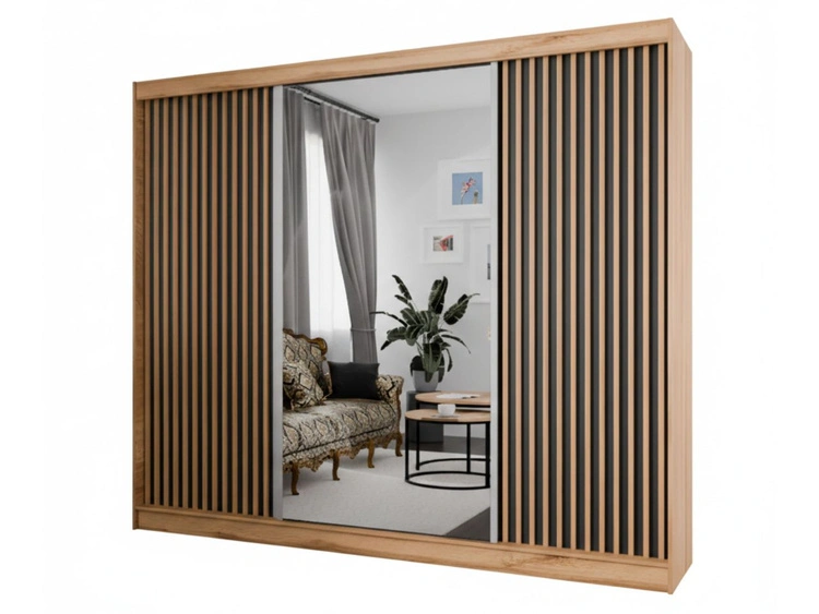 250 cm \ Czarny || Dąb wotan || Dąb Craft Złoty \ Tak