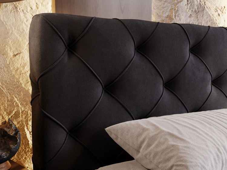 Łóżko tapicerowane z pojemnikiem i stelażem 140x200 Milano Antracytowe