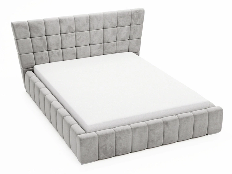 Łóżko tapicerowane z pojemnikiem i stelażem 120x200 cm Paris Jasnoszare