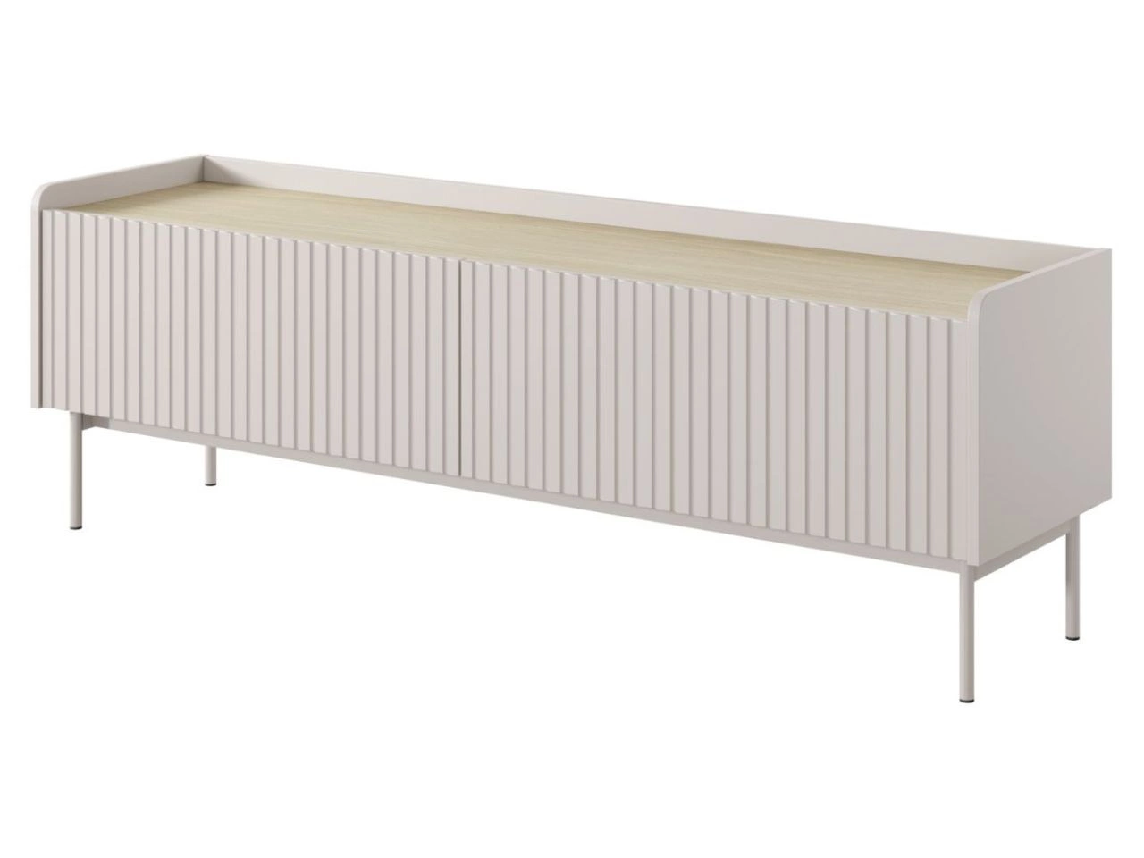 Szafka pod telewizor z drzwiczkami 153 cm Abios Beżowa, Dąb Scandi