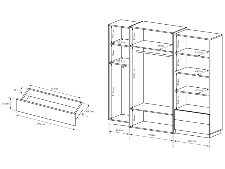Zestaw mebli do sypialni Morten Biały, Dąb Craft Złoty