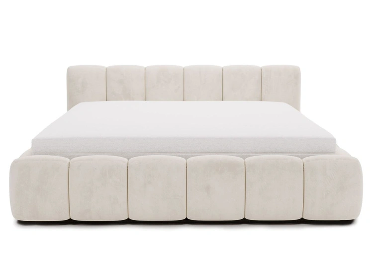 Łóżko tapicerowane z pojemnikiem i stelażem 140x200 Cloud Low beżowe