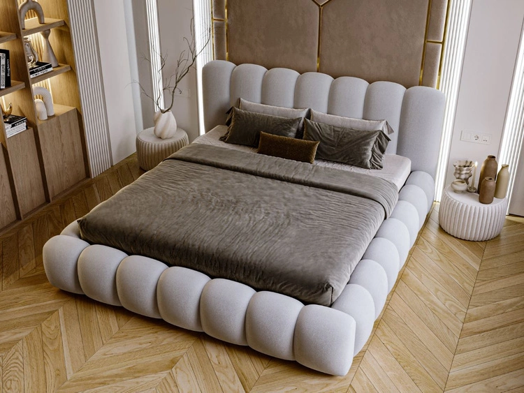 Łóżko tapicerowane z pojemnikiem i stelażem 120x200 Averia Szary