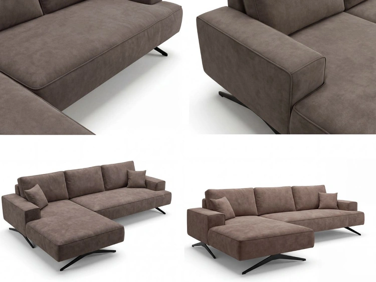 Narożnik L Lewy na metalowych nóżkach Leto brązowy