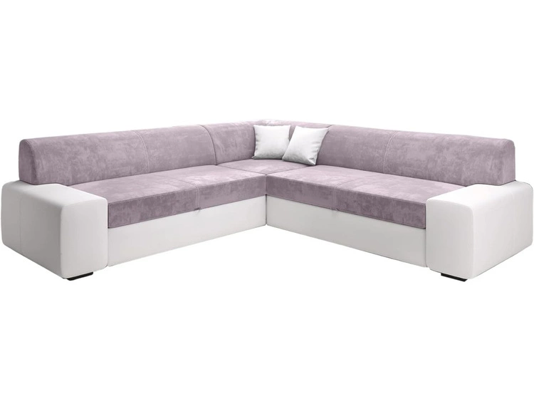 Narożnik L Prawy z funkcją spania i pojemnikiem Fresto Maxi Różowy, Biały