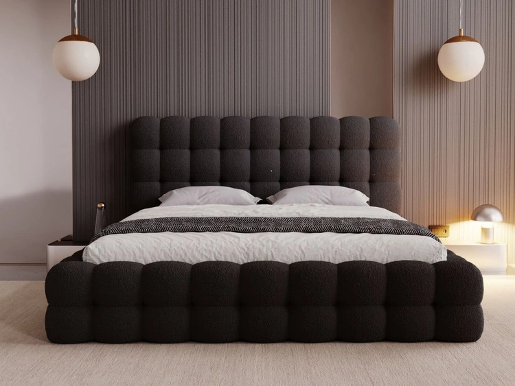 Łóżko tapicerowane z pojemnikiem i stelażem 120x200 Twist Czarny