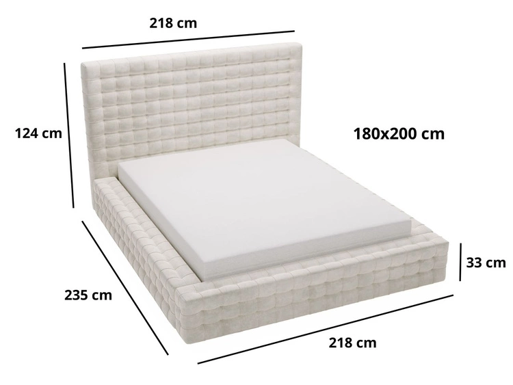 Łóżko tapicerowane z pojemnikiem i stelażem 180x200 Barbados Jasny brąz