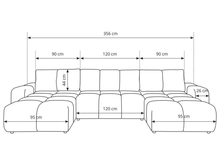 Narożnik U z funkcją spania i pojemnikiem Sile U Jasnoróżowy