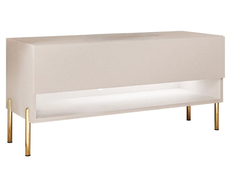 Szafka RTV 90 cm z oświetleniem LED i złotymi metalowymi nóżkami Aurelie Kaszmir mat
