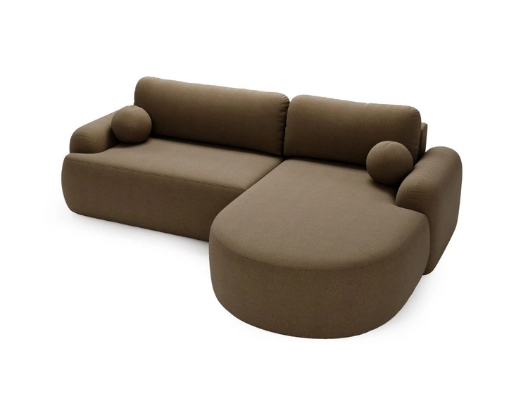 Narożnik L Prawy z funkcją spania i pojemnikiem Aurio Brązowy