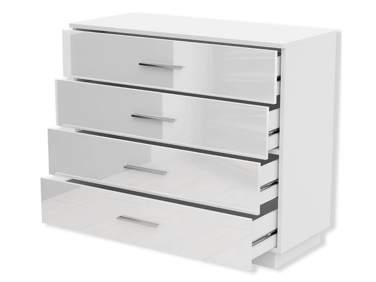 Komoda z czterema szufladami i oświetleniem LED Nuveo Biały połysk