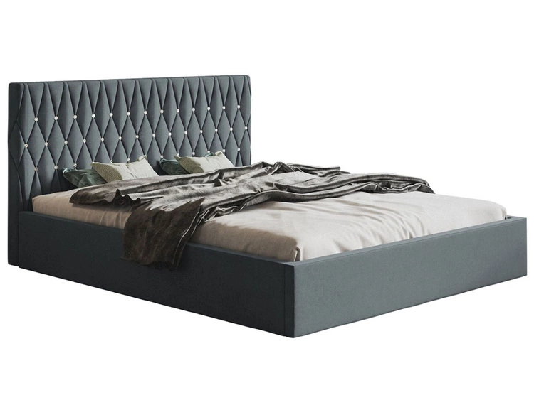 Łóżko tapicerowane z pojemnikiem i stelażem 180x200 Benny szare