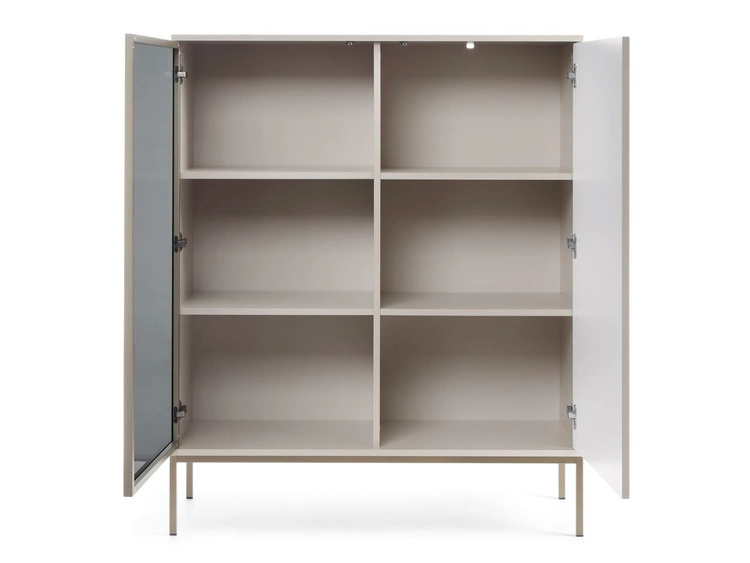 Witryna stojąca do salonu z oświetleniem LED niska Deo Kaszmirowa