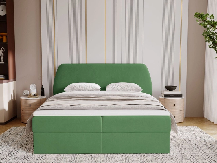 Łóżko kontynentalne z pojemnikiem na pościel 160x200 Bogota Zielone
