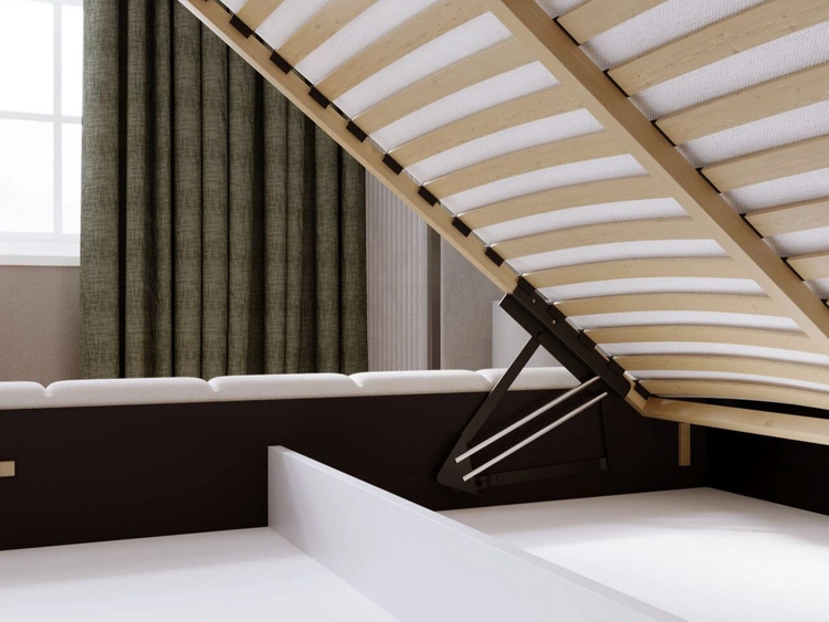 Łóżko tapicerowane z pojemnikiem i stelażem 120x200 Orio Beżowy