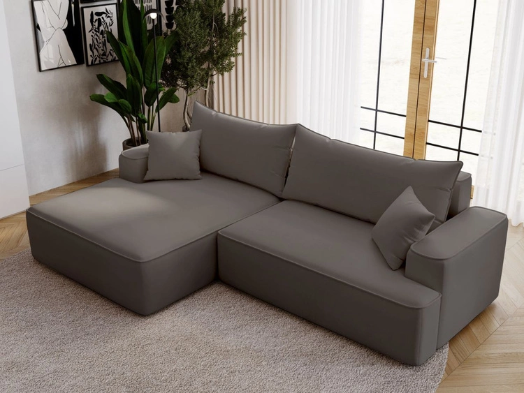 Narożnik L Lewy z funkcją spania i pojemnikiem California Ciemnoszary