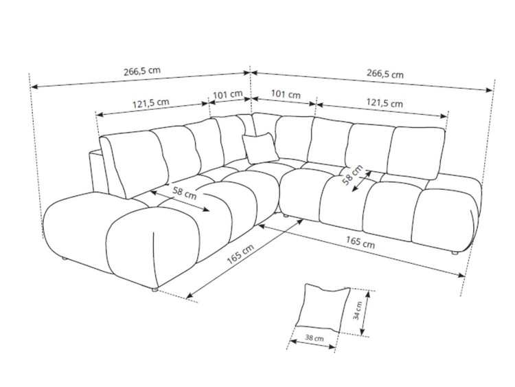 Narożnik z funkcją spania i pojemnikiem Lewy Kair Szary